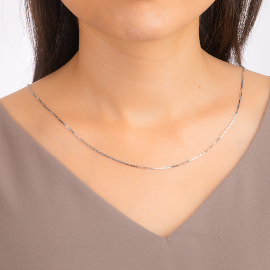 1.1mm Box Chain in 10K White Gold (22")
