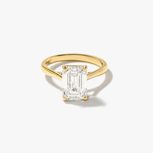 Lab Grown Emerald Cut Diamond Engagement Ring in 14K Yellow Gold (3.07 ct tw)