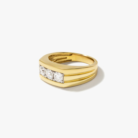 Men's Lab Grown Diamond Three Stone Ring in 10K Yellow Gold (1.00 ct tw)