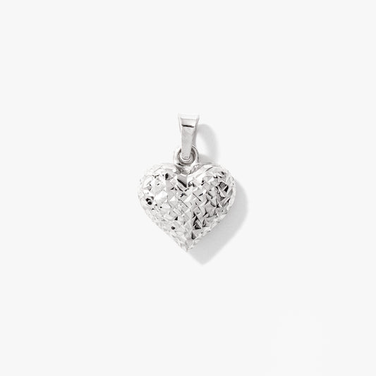 Puff Heart Pendant in 10K White Gold