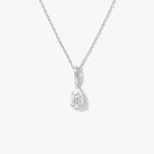 Lab Grown Pear Shape Diamond Necklace in 10K White Gold (0.50 ct tw)