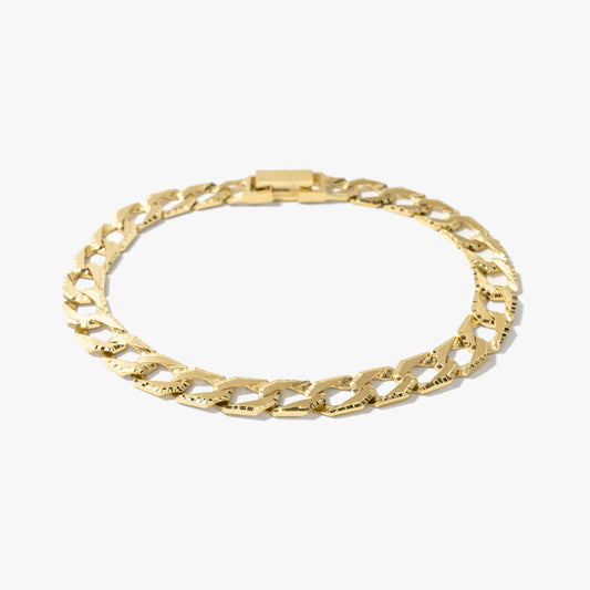 Men's Diamond Cut Curb Bracelet in 10K Yellow Gold