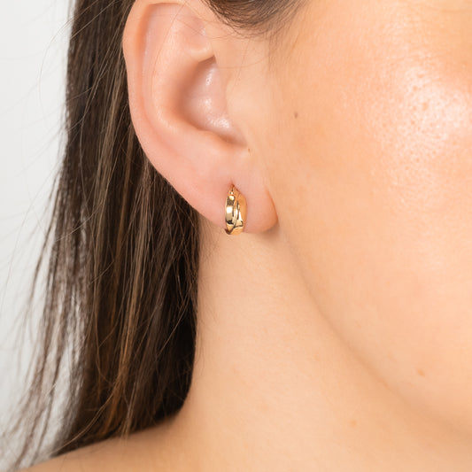 14K Yellow Gold Twist Hoop Earring