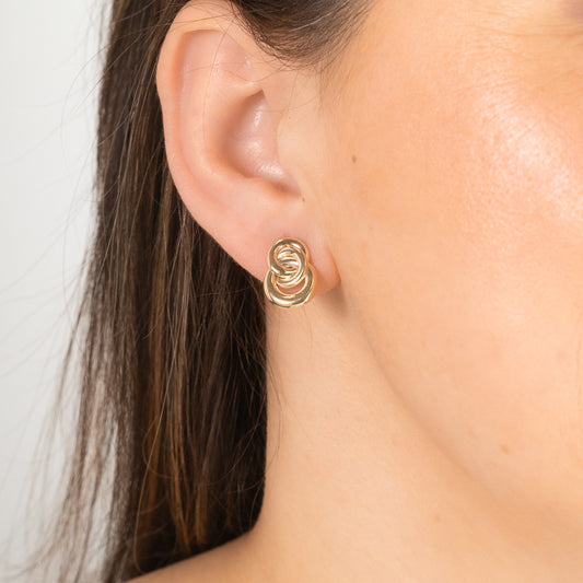 Double Ring Stud Earrings in 10K Yellow Gold