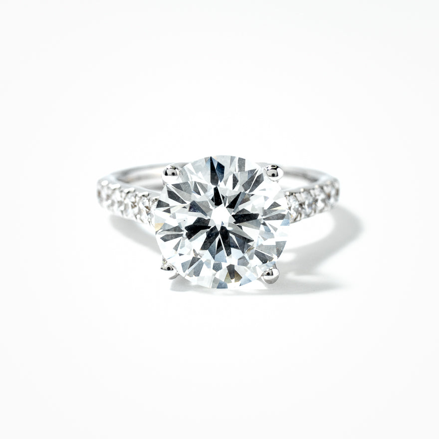 Lab Grown Round Cut Diamond Engagement Ring in 14K White Gold (4.50 ct ...