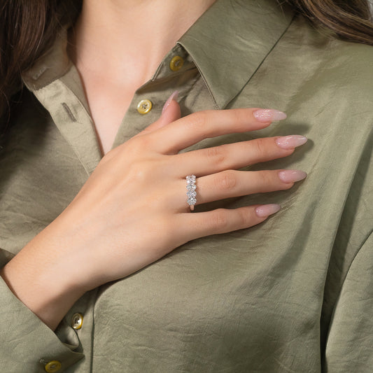 Five Stone Oval Lab Grown Diamond Anniversary Band in 14K White Gold (2.00 ct tw)