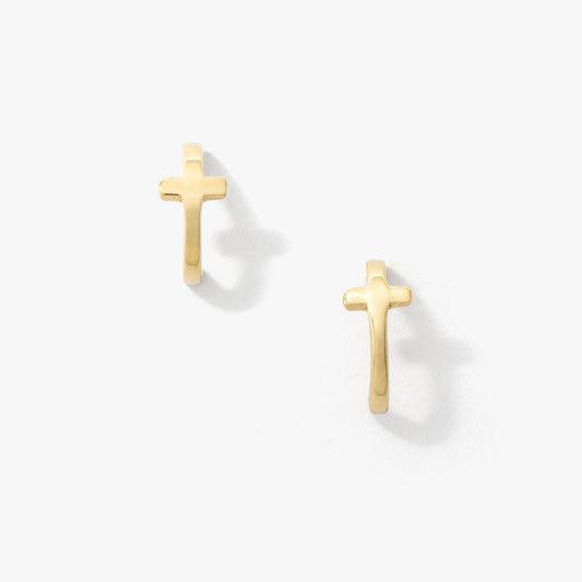 Cross Earrings in 10K Yellow Gold