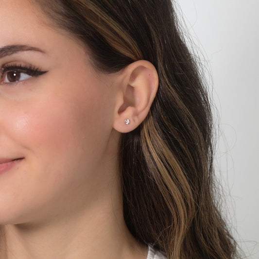 Tension Set Solitaire Lab Grown Diamond Stud Earrings in 14K White Gold (0.10ct tw)