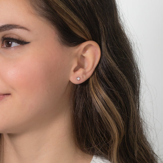 Tension Set Solitaire Canadian Diamond Stud Earrings in 14K White Gold (0.15ct tw)