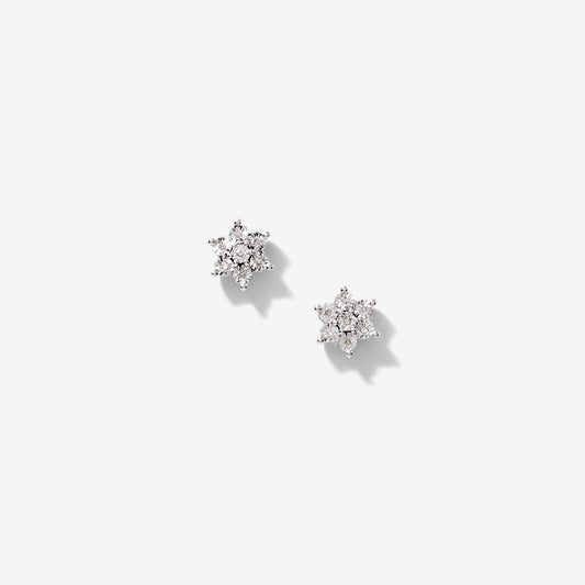 Flower Diamond Stud Earrings in 10K White Gold (0.04 ct tw)