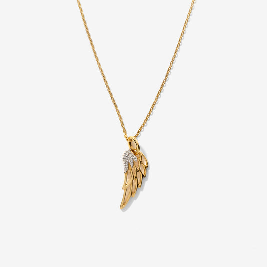 Diamond Angel Wing Necklace in 10K Yellow Gold (0.02 ct tw)