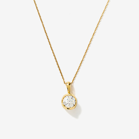 Tension Set Lab Grown Diamond Solitaire Necklace in 14K Yellow Gold (1.00 ct tw)