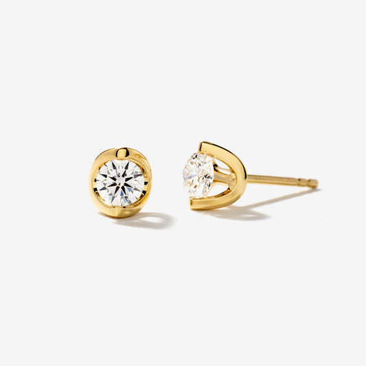 Tension Set Solitaire Lab Grown Diamond Stud Earrings in 14K Yellow Gold (0.50ct tw)