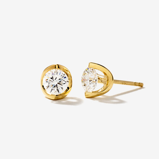 Tension Set Solitaire Lab Grown Diamond Stud Earrings in 14K Yellow Gold (0.75 ct tw)
