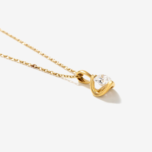 Tension Set Lab Grown Diamond Solitaire Necklace in 14K Yellow Gold (0.25ct tw)