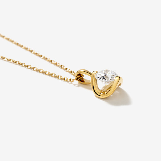 Tension Set Lab Grown Diamond Solitaire Necklace in 14K Yellow Gold (0.50ct tw)