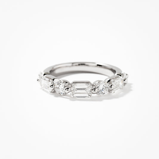Emerald and Round Cut Lab Grown Diamond Ring in 14K White Gold (2.00 ct tw)