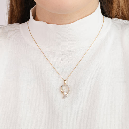 Diamond Cluster Necklace in 10K Yellow and White Gold (0.35 ct tw)