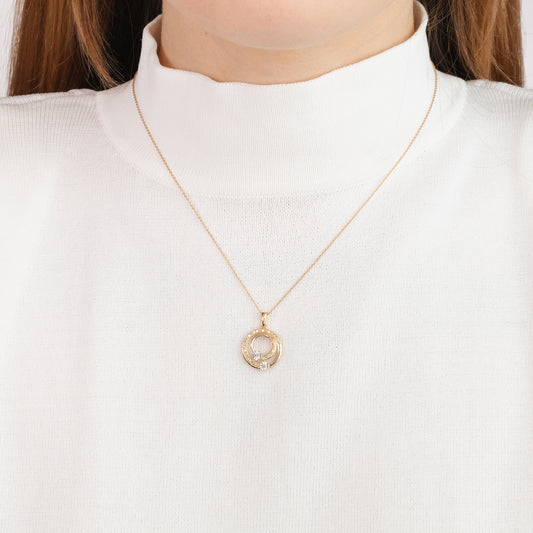 Diamond Cluster Necklace in 10K Yellow and White Gold (0.25 ct tw)