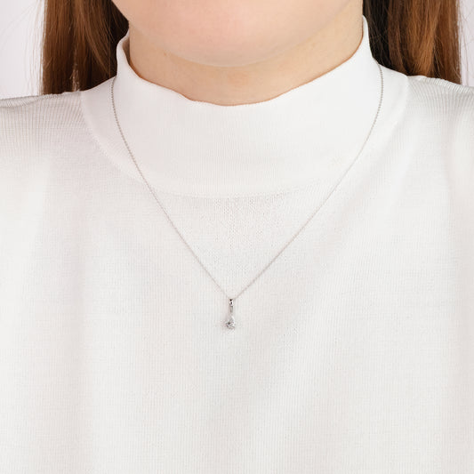 Lab Grown Pear Shape Diamond Necklace in 10K White Gold (0.50 ct tw)