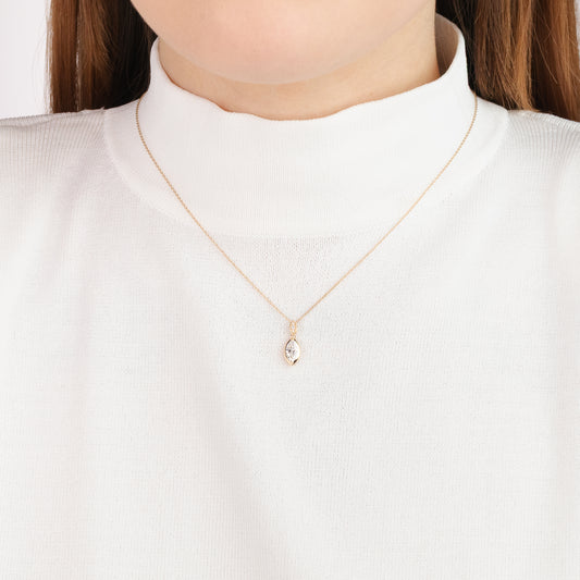 Lab Grown Marquise Diamond Necklace in 10K Yellow Gold (0.52 ct tw)