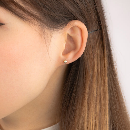 Star Stud Earrings in 10K Yellow Gold