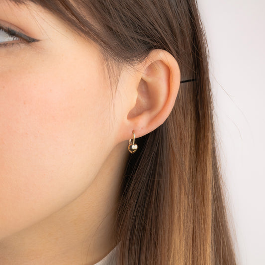 Heart Leverback Earrings in 10K Yellow Gold