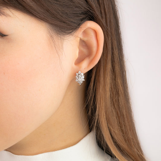 Diamond Cluster Earrings in 10K Yellow and White Gold (0.50 ct tw)