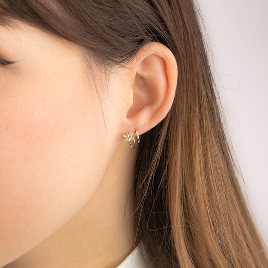 Diamond Butterfly Swirl Earrings in 10K Yellow Gold (0.04 ct tw)