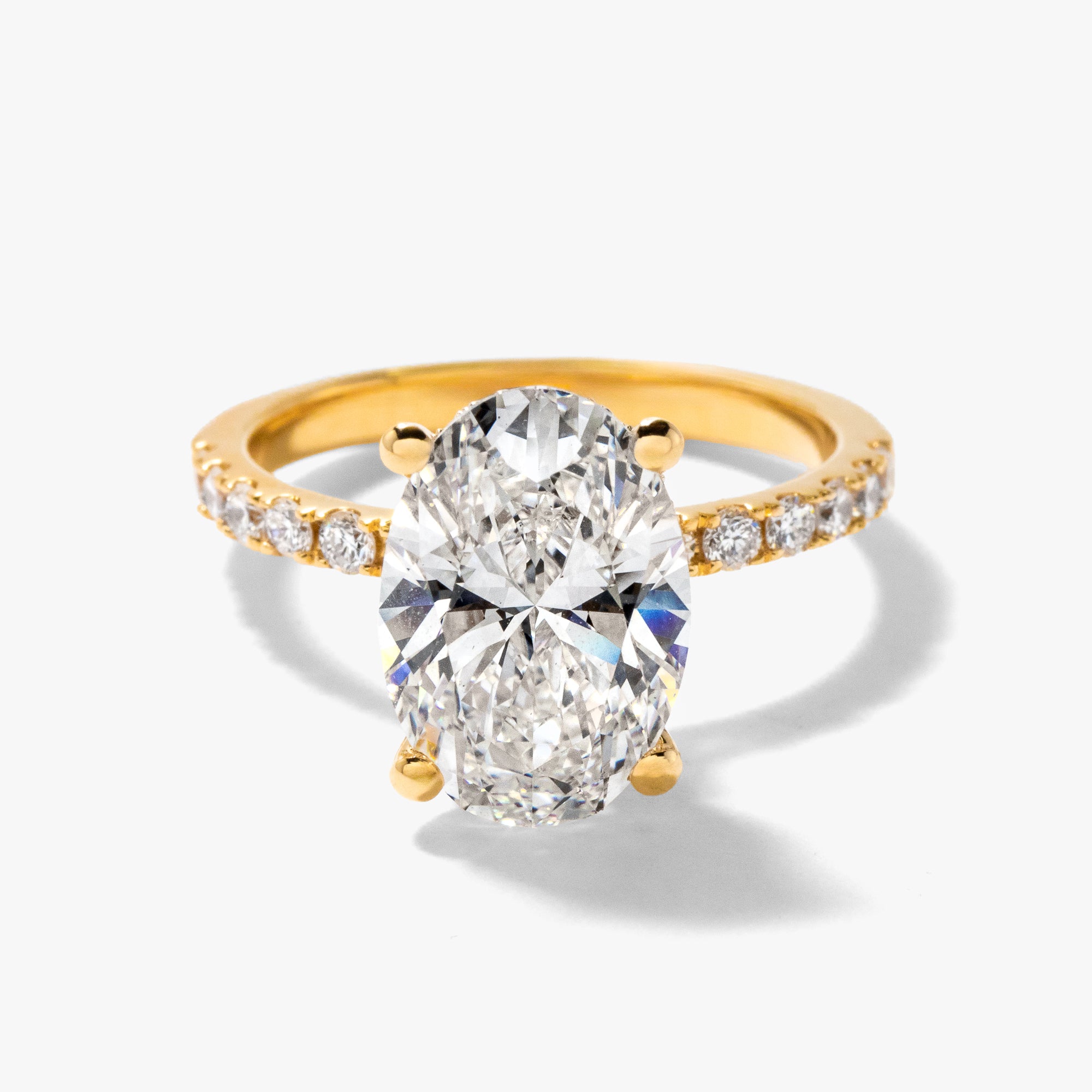 Oval Lab-Grown Diamond Engagement Ring with Hidden Halo in 14K Yellow ...