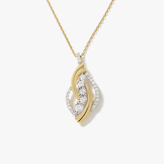 Diamond Cluster Necklace in 10K Yellow and White Gold (0.28 ct tw)