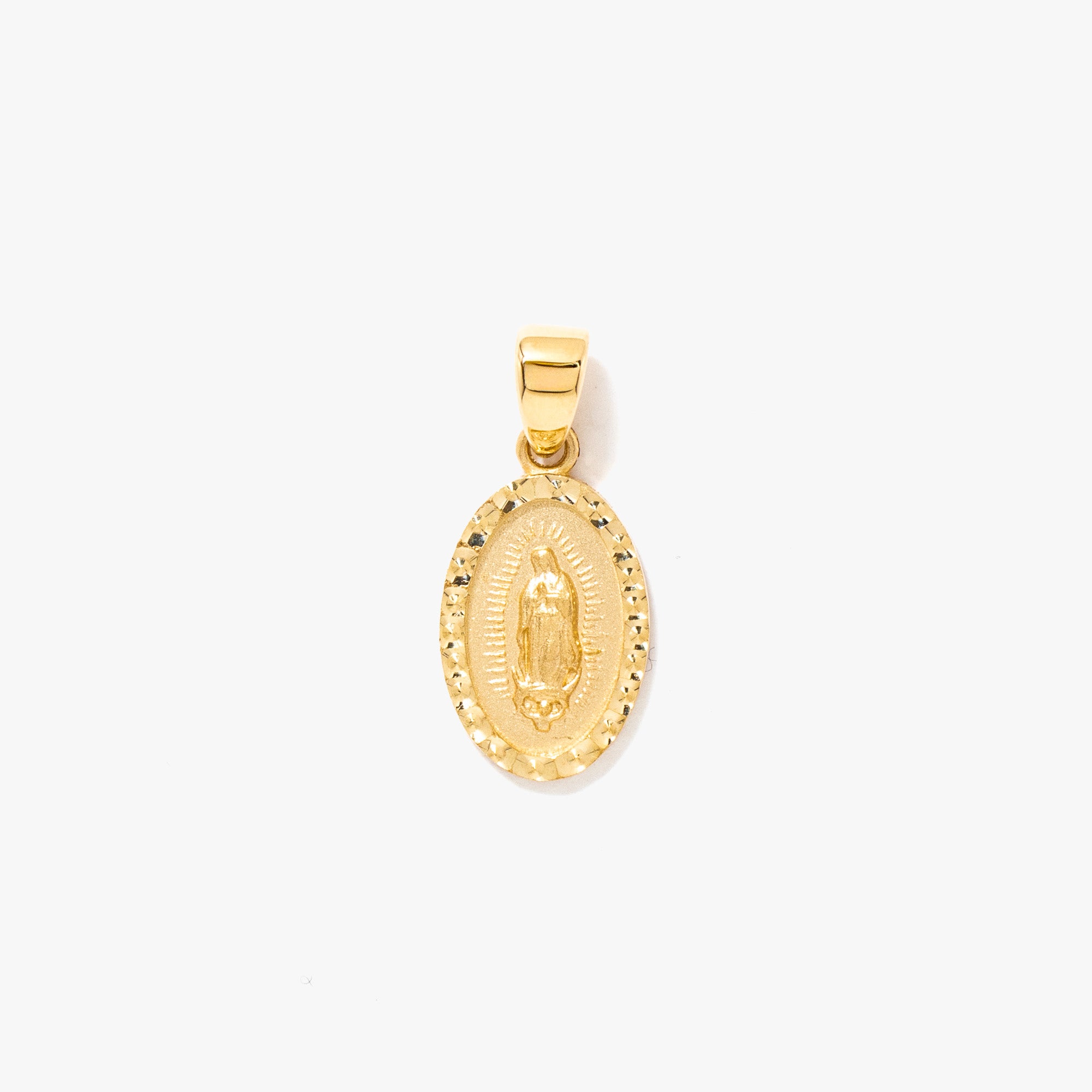 Mother Mary Oval Diamond Cut Pendant in 14K Yellow Gold – Ann