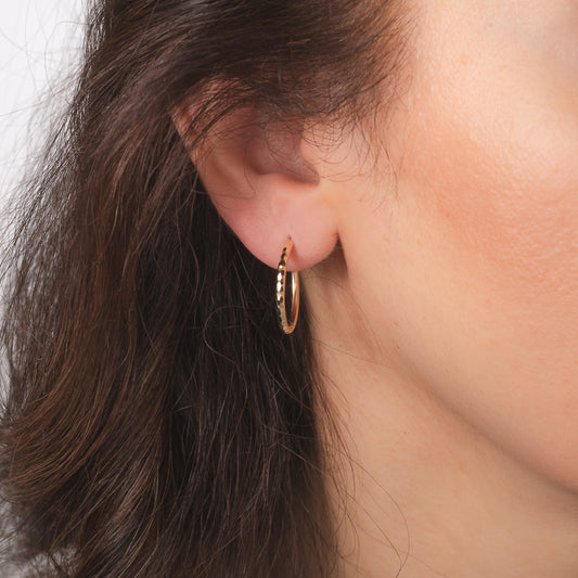2x25mm Oval Sleeper Hoop Earrings in 10K Yellow Gold