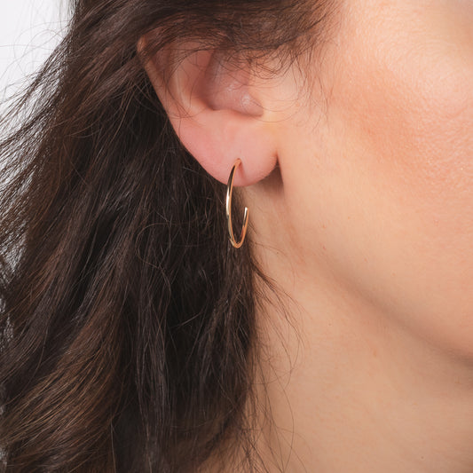 Oval Hoop Stud Earrings in 10K Yellow Gold