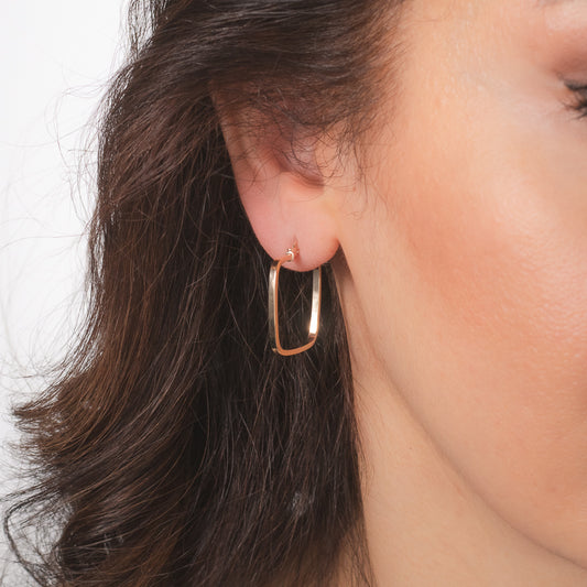 Square Hoop Earrings in 10K Yellow Gold