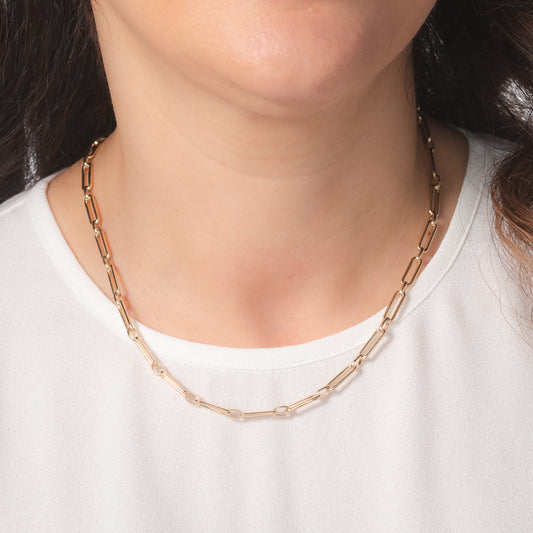 Paperclip Link Necklace in 10K Yellow Gold