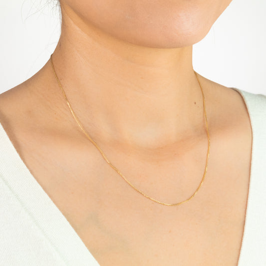 1mm Square Wheat Chain in 14K Yellow Gold (16")