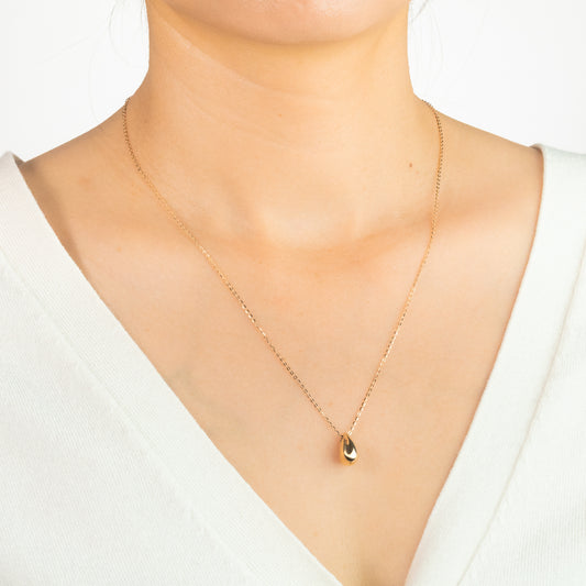 Oval Drop Necklace in 10K Yellow Gold