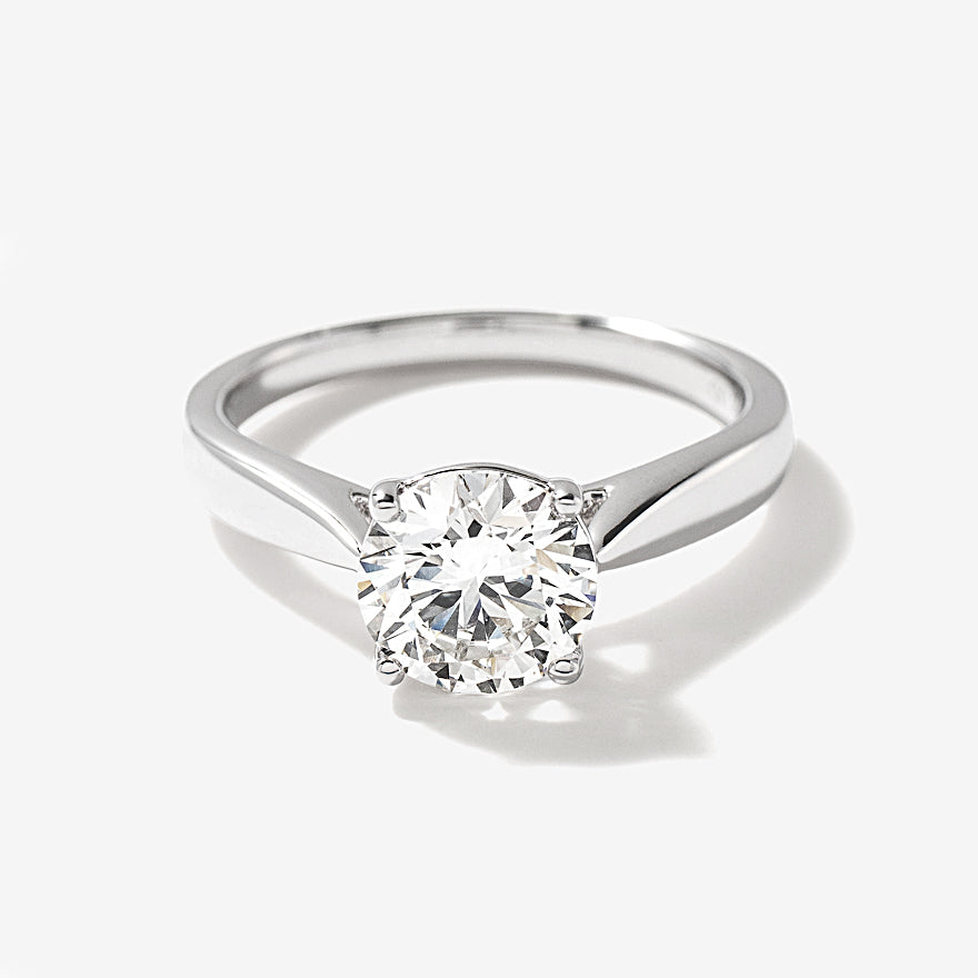 Lab Grown Round Cut Diamond Engagement Ring in 14K White Gold (1.50 ct ...