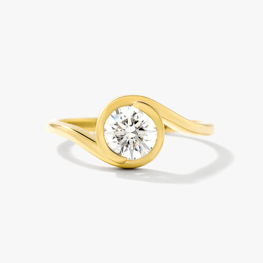 Round Lab Grown Diamond Engagement Ring in 14K Yellow Gold (0.75 ct tw)