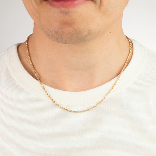 2.5mm Diamond Cut Rope Chain in 10K Yellow Gold (20")