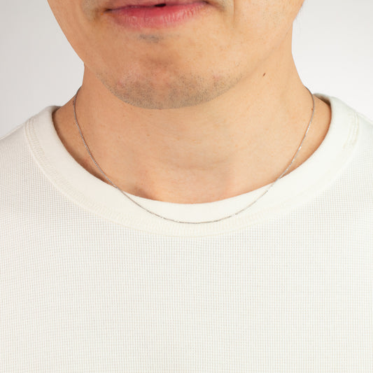 14K White Gold Square 1.00mm Wheat Chain (18")