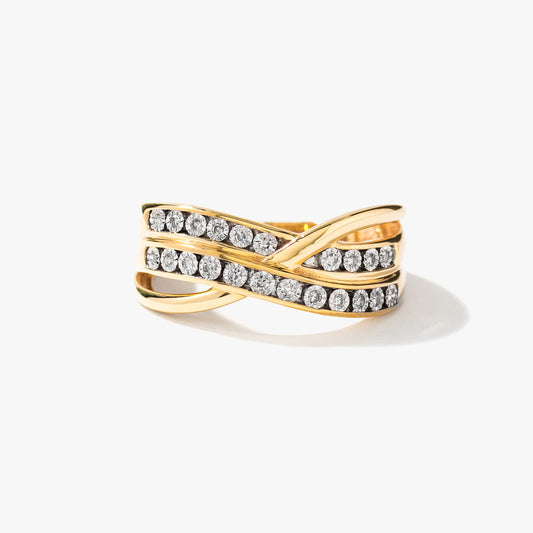 Channel Set Diamond Cluster Ring in 10K Yellow and White Gold (0..10 ct tw)