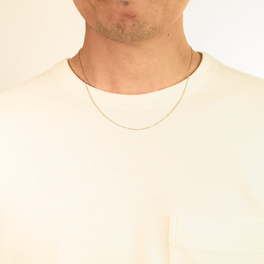 10K White Gold Diamond Cut Square 0.7mm Wheat Chain (20")