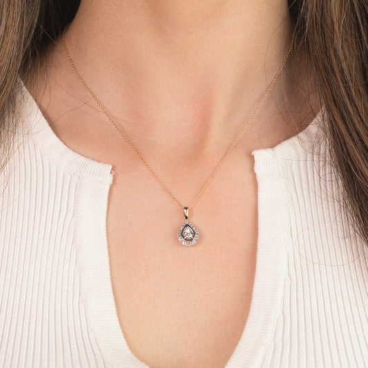 Pear Shape Diamond Pendant Necklace in 10K Yellow Gold (0.20ct tw)
