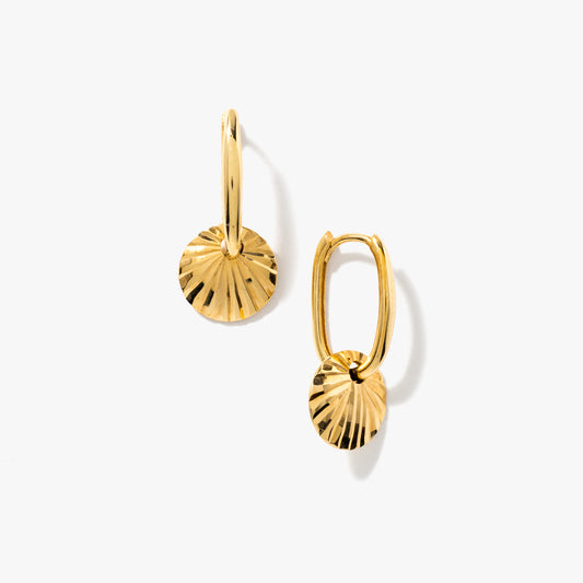 Disc Hoop Earrings in 10K Yellow Gold