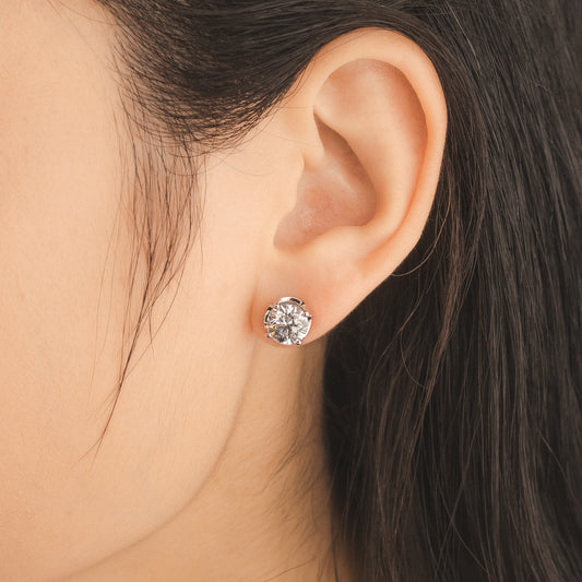 Lab Grown Diamond Stud Earrings in 14K White Gold (3.00 ct tw)