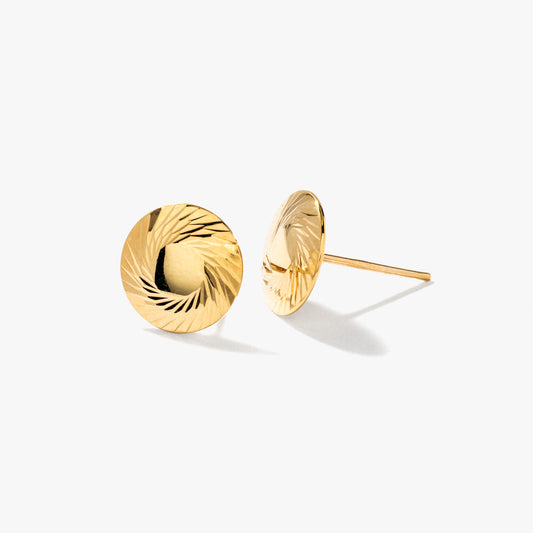14K Yellow Gold Spiral Pattern Stud Earrings