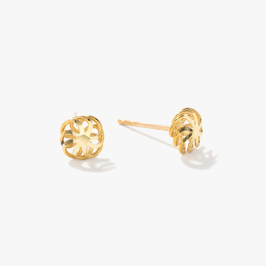 10K Yellow Gold Flower Stud Earrings