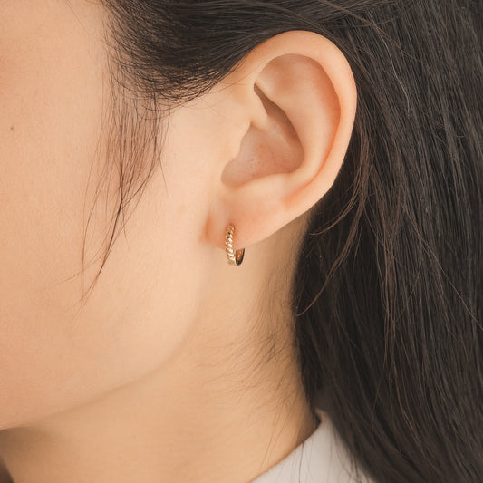 Rope Huggie Earrings in 10K Yellow Gold